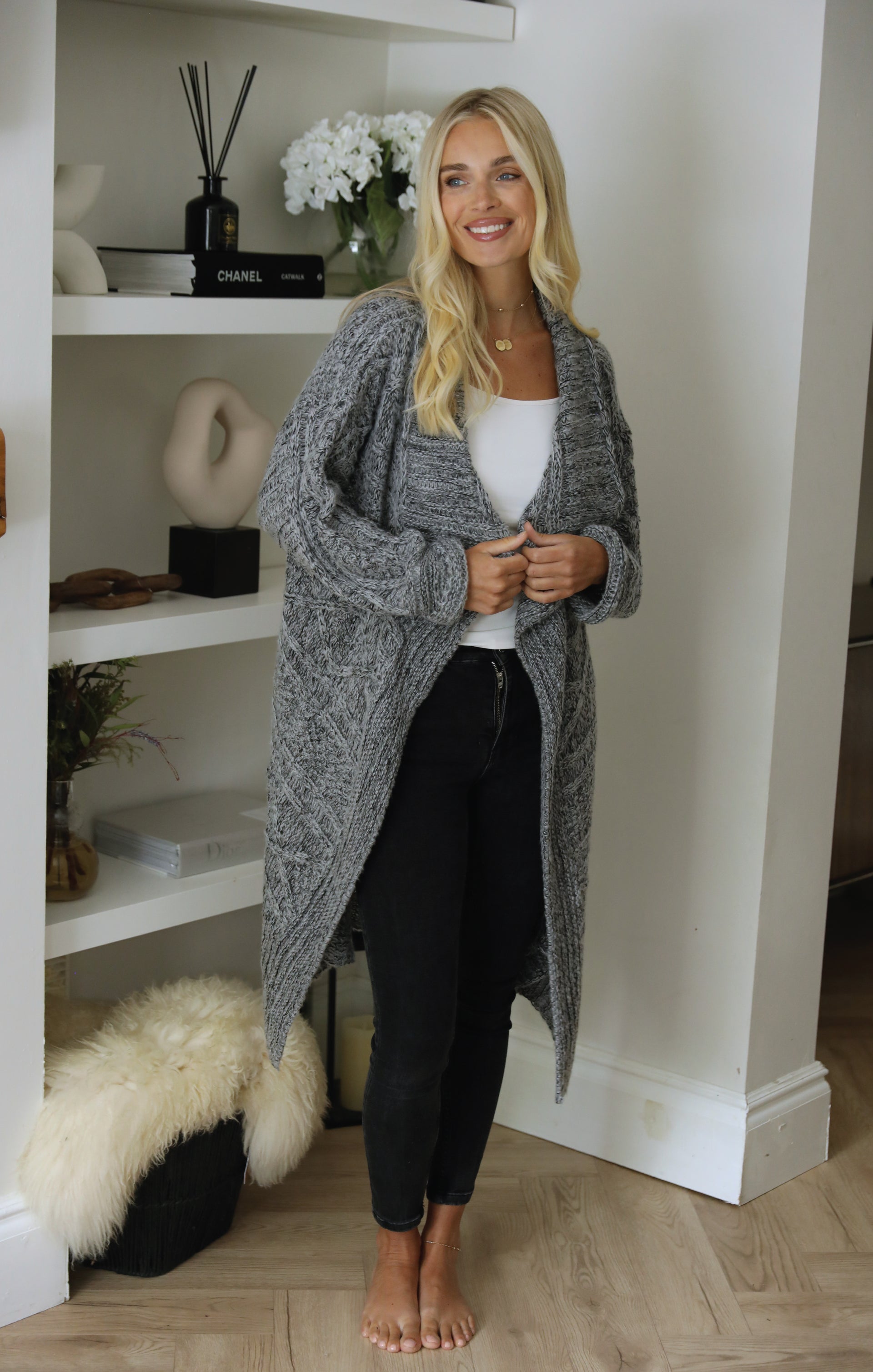 Charcoal cardigan ladies hotsell