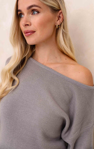 Ladies Dove Grey Two Piece Knitted Lounge Set - Addison 