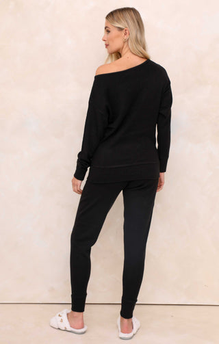 Black Two Piece Knitted Lounge Set - Addison