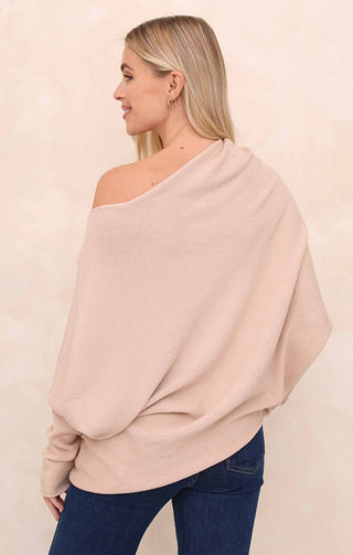 Buttermilk Off the Shoulder Long Sleeve Luxury Knit Jumper - Alice