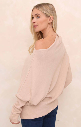Buttermilk Off the Shoulder Long Sleeve Luxury Knit Jumper - Alice