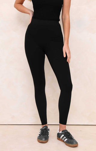 Black Bodycon Shaping High Waisted Skinny Fit Active Leggings -Josephine