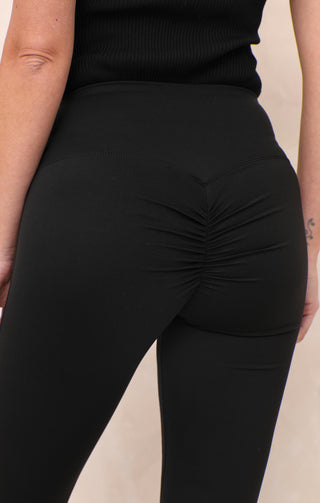 Black Bodycon Shaping High Waisted Kick Flare Active Trousers - Brooklyn